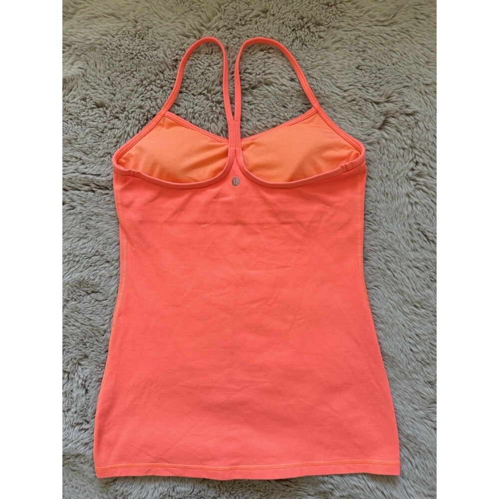 Lululemon Women’s Orange Racerback Tank Top Sz 8 Padded EUC Gym Running Outdoor - Picture 2 of 10